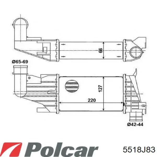 Радіатор интеркуллера 5518J83 Polcar