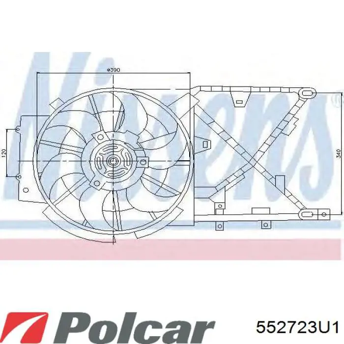 552723U1 Polcar електровентилятор охолодження в зборі (двигун + крильчатка, правий)