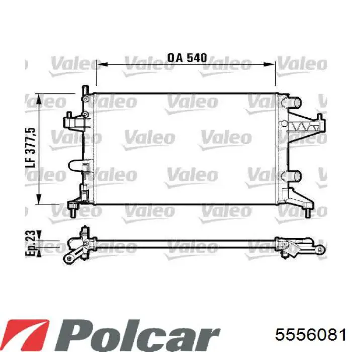 Радіатор охолодження двигуна 5556081 Polcar