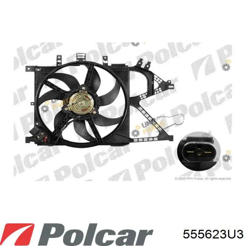 555623U3 Polcar електровентилятор охолодження в зборі (двигун + крильчатка, правий)