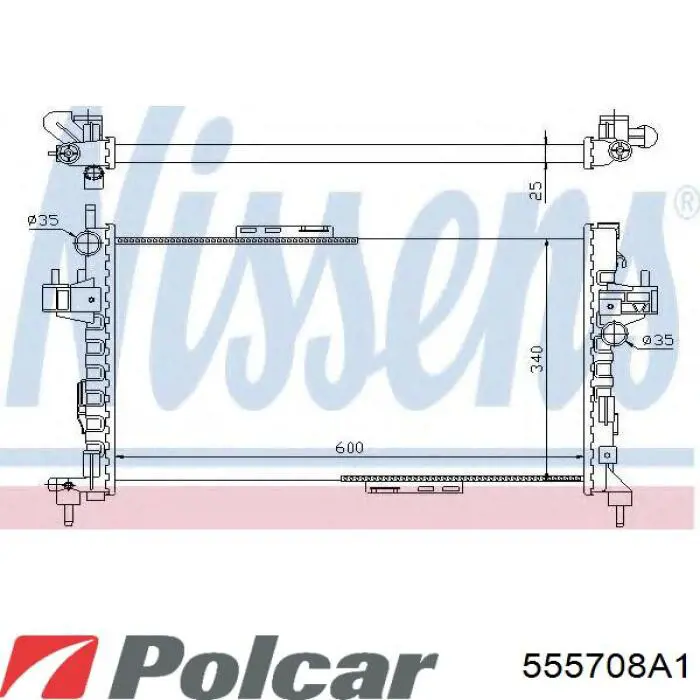 Радіатор охолодження двигуна 555708A1 Polcar