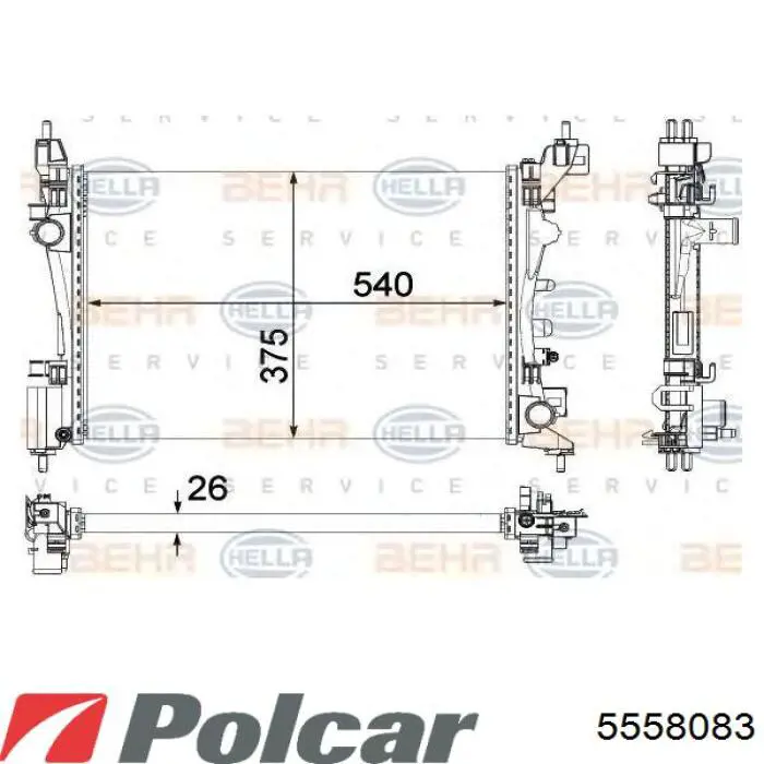 Купити 5558083 Polcar Радіатор двигуна