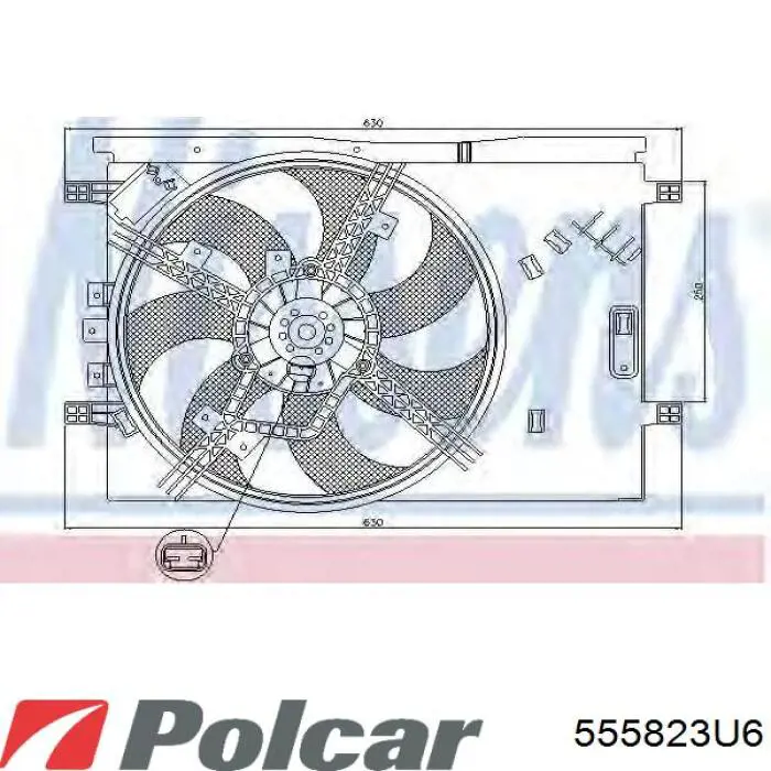 555823U6 Polcar електровентилятор охолодження в зборі (двигун + крильчатка)