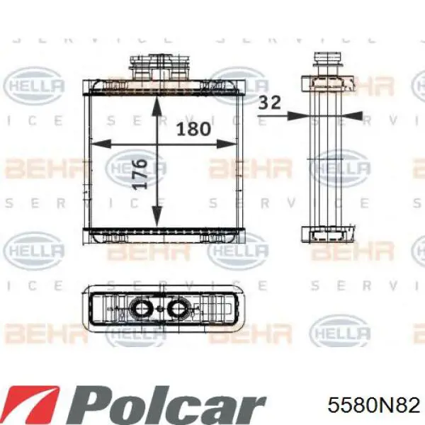 Радіатор пічки (обігрівача) Polcar 5580N82 ціна, від 44.45 USD