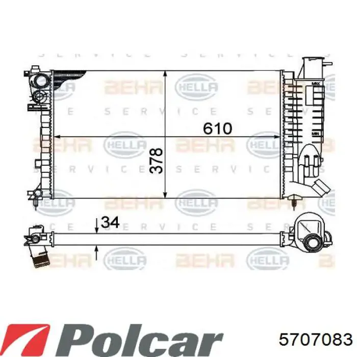 Купити 5707083 Polcar Радіатор двигуна
