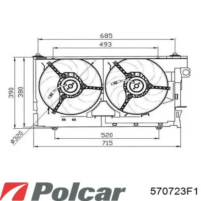 Вентилятор/крильчатка радіатора охолодження 570723F1 Polcar