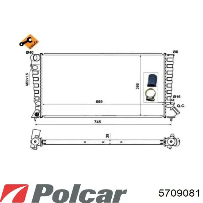 Радіатор охолодження двигуна 5709081 Polcar