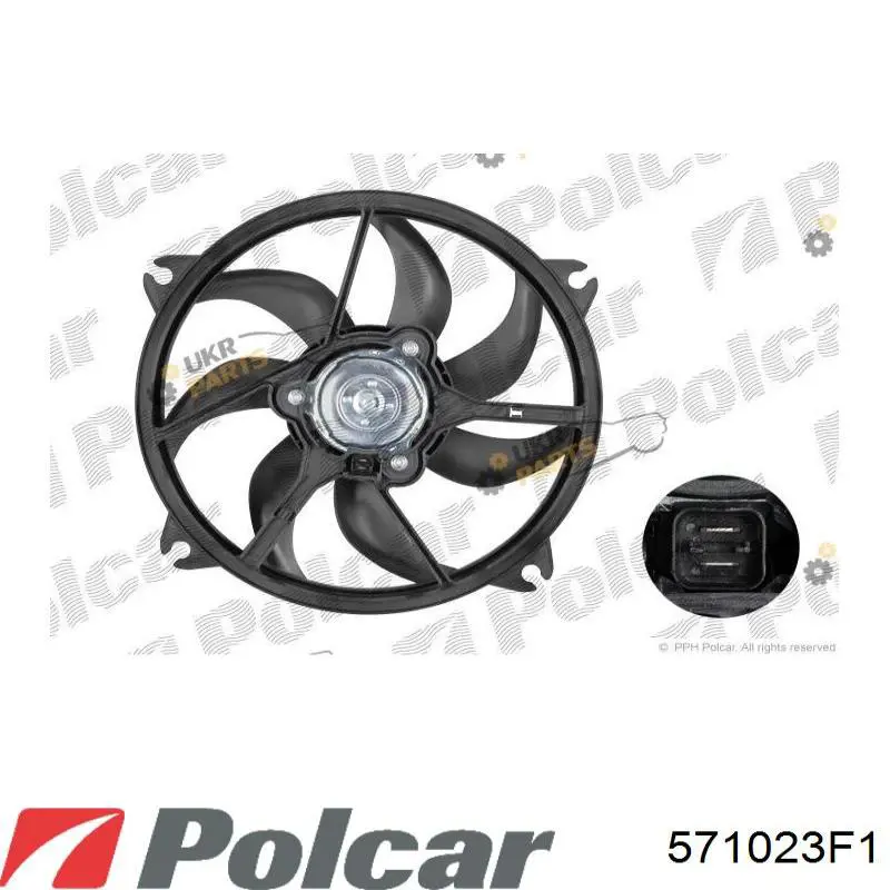 Купити 571023F1 Polcar Електровентилятор охолодження в зборі (двигун + крильчатка), лівий