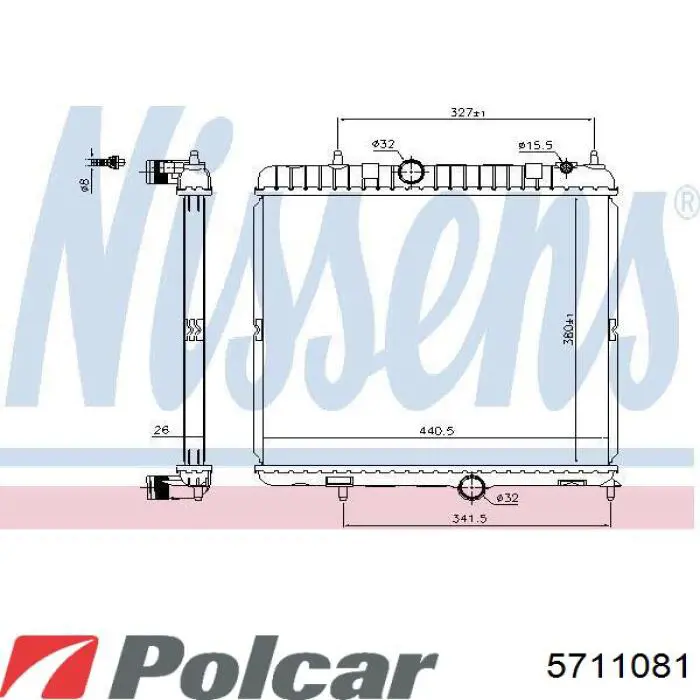 Радіатор основний Polcar 5711081 ціна, від 54.99 USD