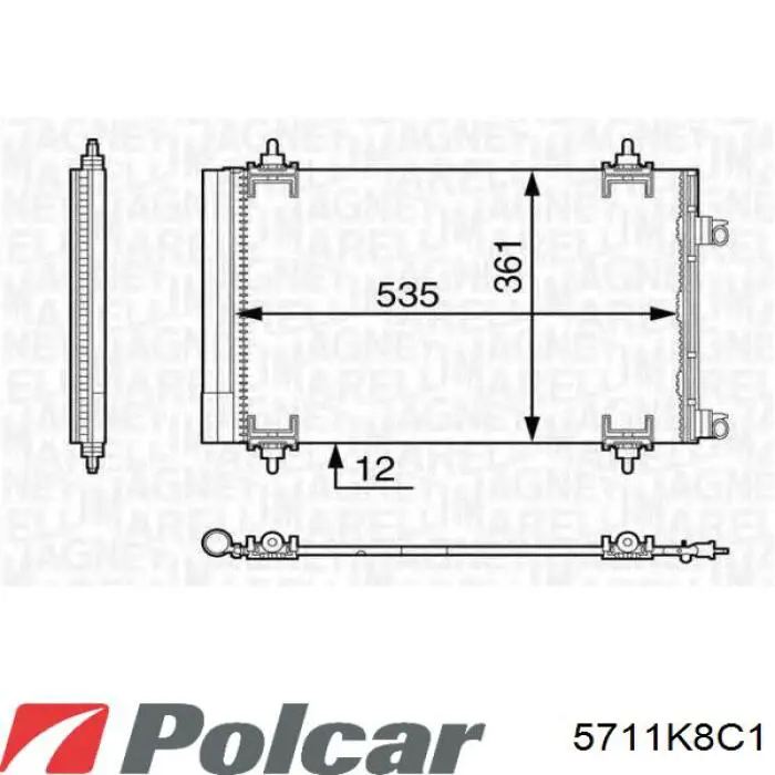 Конденсатор кондиціонера Polcar 5711K8C1 ціна, від 61.05 USD