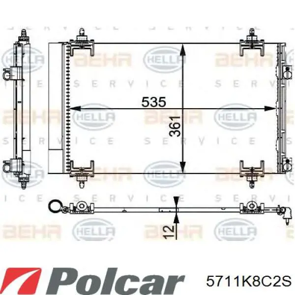 Конденсатор кондиціонера Polcar 5711K8C2S ціна, від 63.20 USD