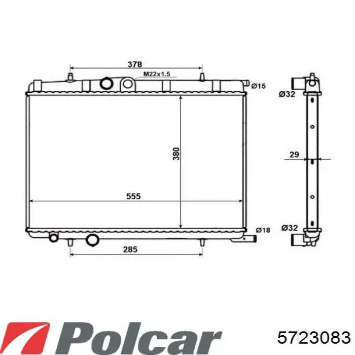 Радіатор основний Polcar 572308A3 ціна, від 29.83 USD