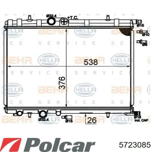 Радіатор основний Polcar 572308A5 ціна, від 43.59 USD
