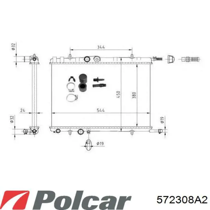 Радіатор основний Polcar 572308A2 ціна, від 34.86 USD