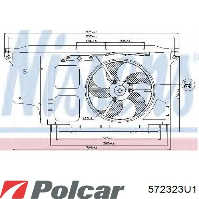572323U1 Polcar електровентилятор охолодження в зборі (двигун + крильчатка)