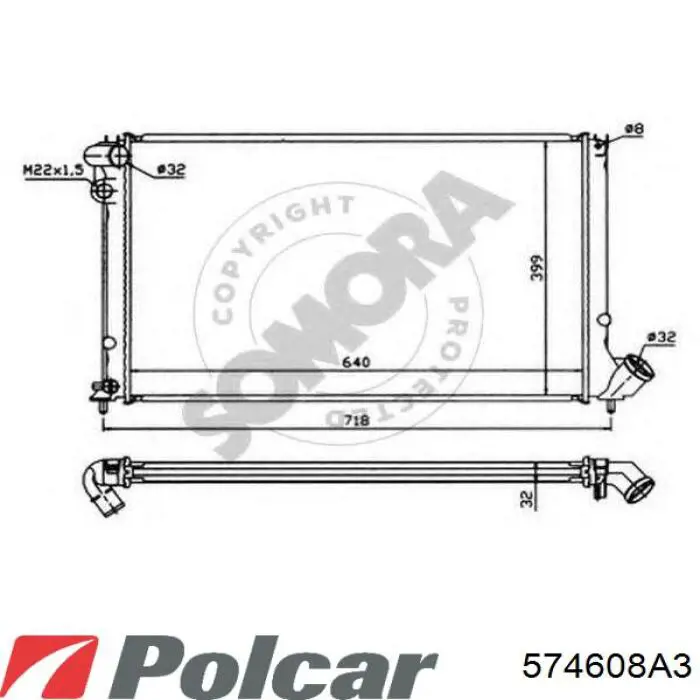 Радіатор основний Polcar 574608A3 ціна, від 57.81 USD