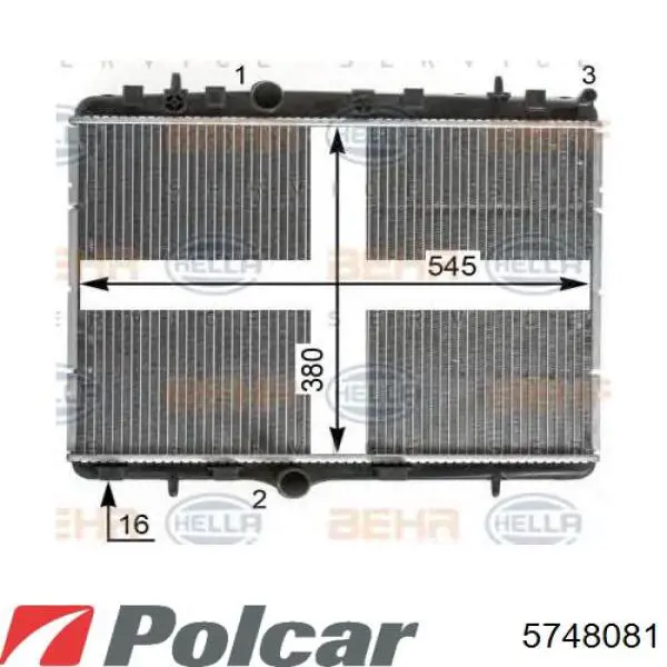 Радіатор охолодження двигуна 5748081 Polcar