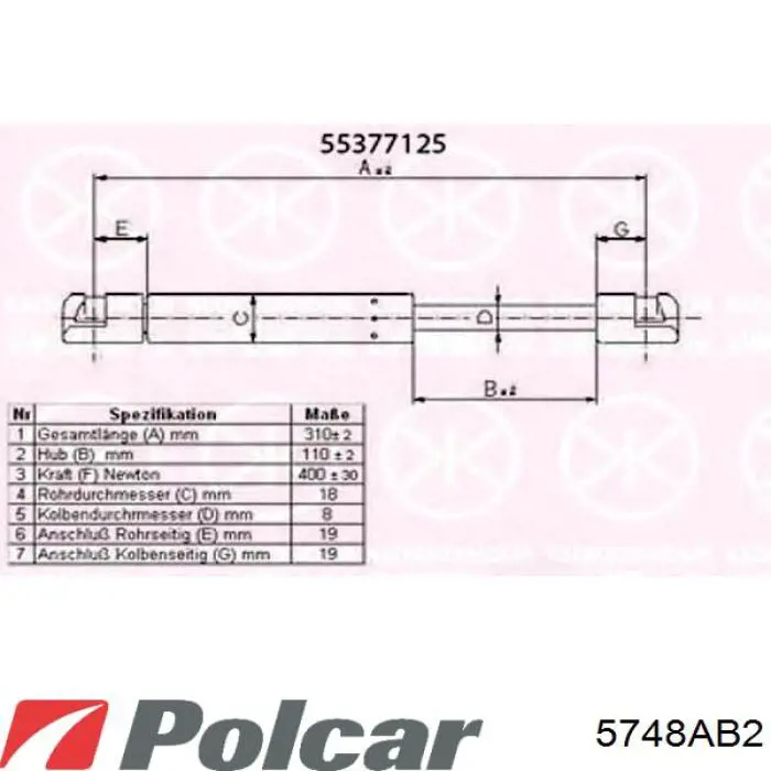 Амортизатор скла задніх, 3/5-ї двері (ляди) Polcar 5748AB2 ціна, від 13.30 USD