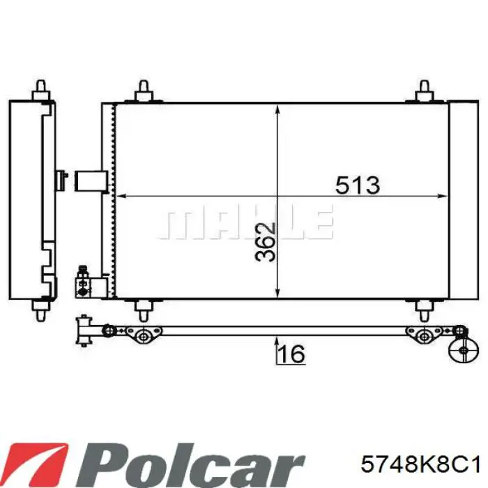 Купити 5748K8C1 Polcar Радіатор системи охолодження кондиціонера