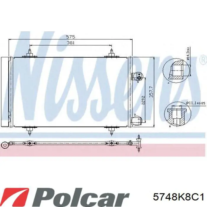 Радіатор кондиціонера 5748K8C1 Polcar