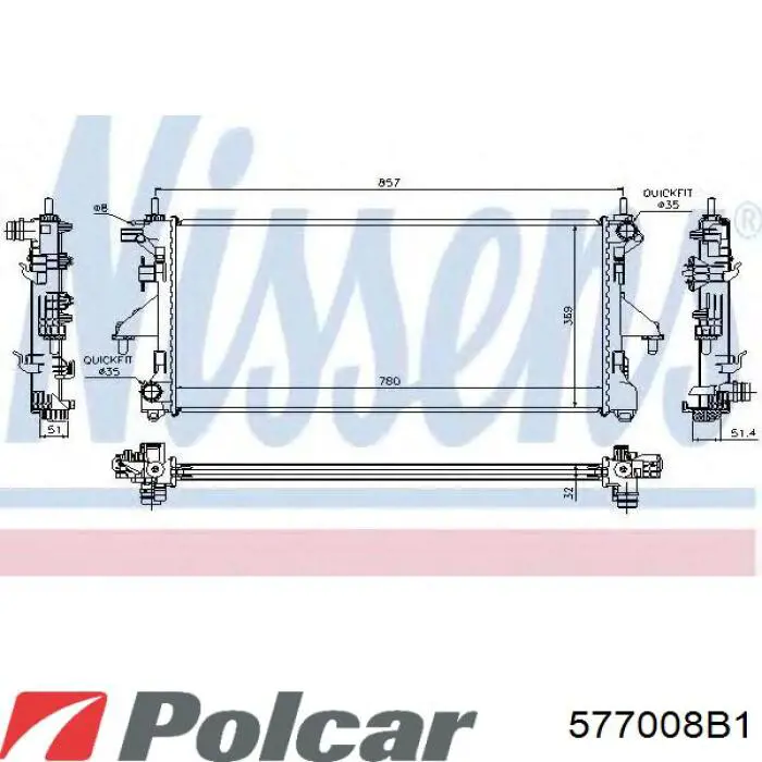 577008B1 Polcar радіатор охолодження двигуна