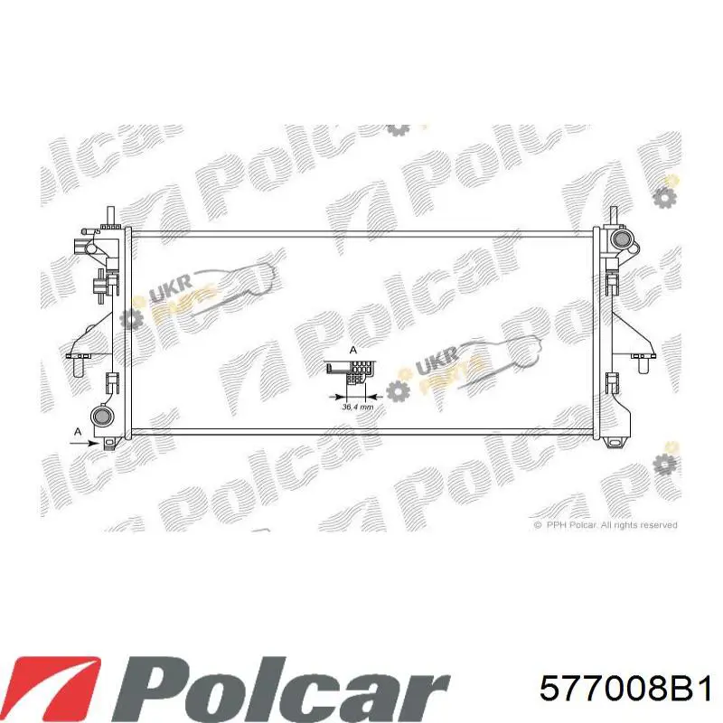 Радіатор основний Polcar 577008B1 ціна, від 79.82 USD
