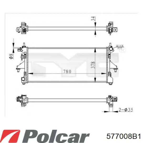 577008B1 Polcar Радіатор охолодження двигуна