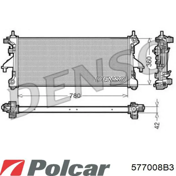 Радіатор основний Polcar 577008B3 ціна, від 84.00 USD