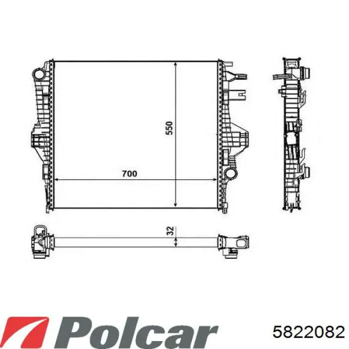 5822082 Polcar радіатор охолодження, додатковий