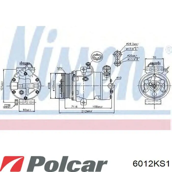 Компресор кондиціонера 6012KS1S Polcar