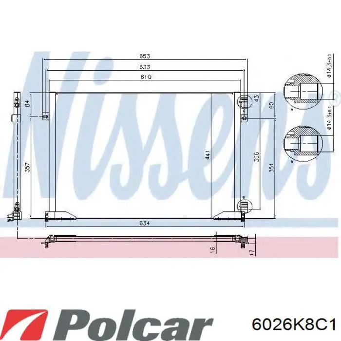 Радіатор кондиціонера 6026K8C1S Polcar