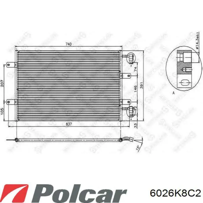 Радіатор кондиціонера 6026K8C2 Polcar