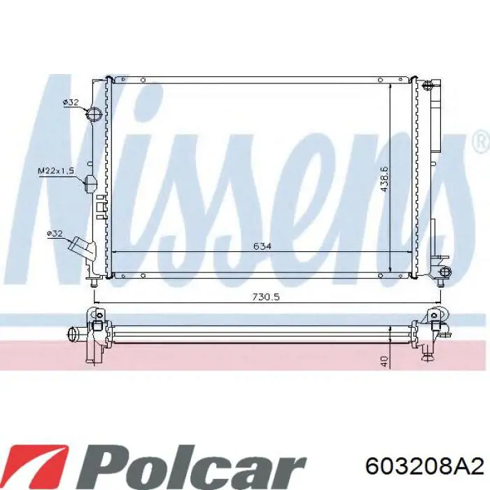 Радіатор охолодження двигуна 603208A2 Polcar