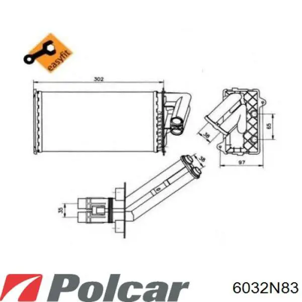 Радіатор пічки (обігрівача) Polcar 6032N83 ціна, від 27.48 USD