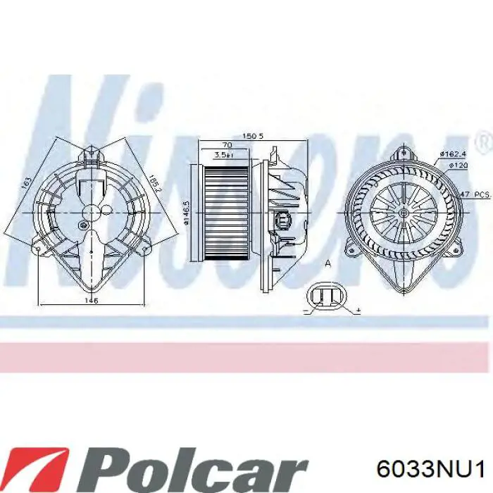 Двигун вентилятора пічки (обігрівача салону) 6033NU1 Polcar