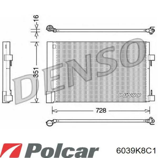 Конденсатор кондиціонера Polcar 6039K8C1 ціна, від 68.46 USD