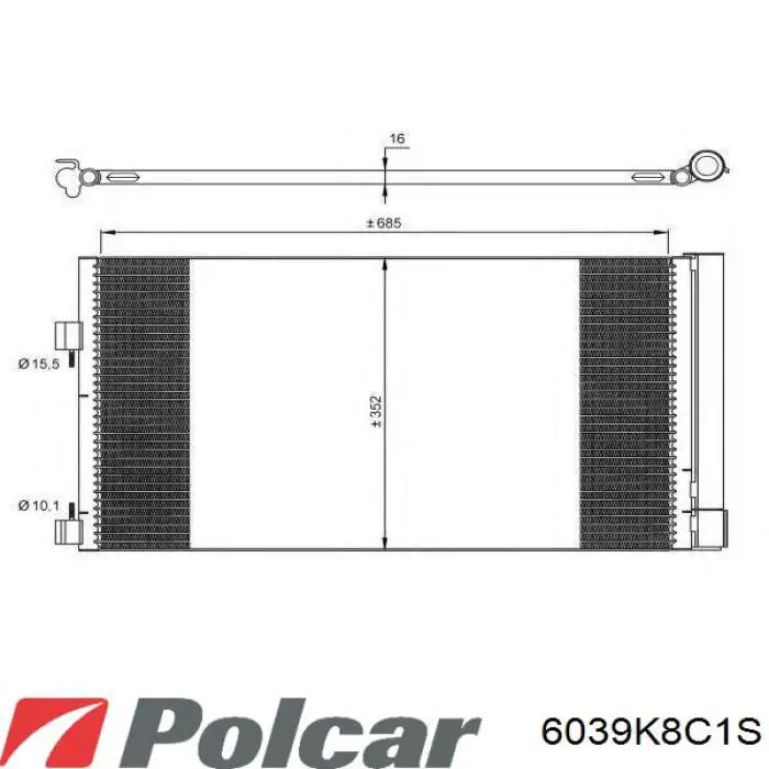 Радіатор кондиціонера 6039K8C1S Polcar