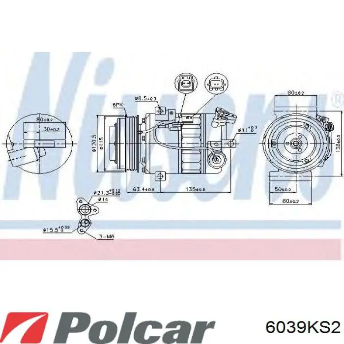 Компресор системи кондиціювання Polcar 6039KS2 ціна, від 271.47 USD