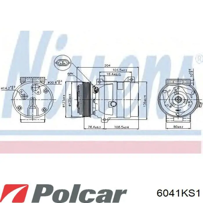Компресор системи кондиціювання Polcar 6041KS1 ціна, від 149.66 USD