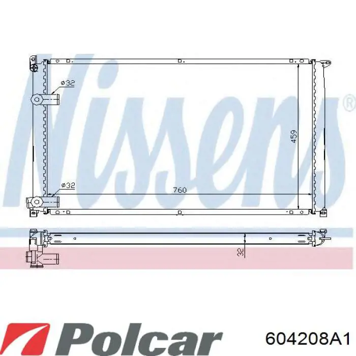 Радіатор основний Polcar 604208A1 ціна, від 56.24 USD