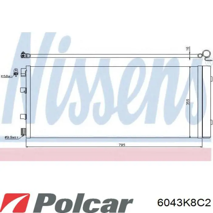 Радіатор кондиціонера 6043K8C2 Polcar