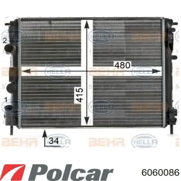 6060086 Polcar Радіатор охолодження двигуна