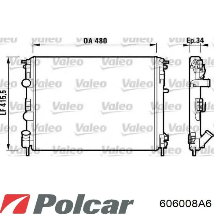 Радіатор основний Polcar 606008A6 ціна, від 47.30 USD