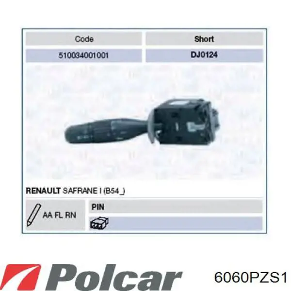6060PZS1 Polcar перемикач підрульовий, лівий