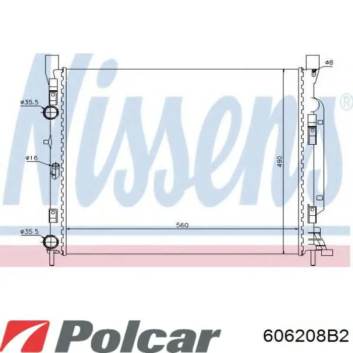 Радіатор охолодження двигуна 606208B2 Polcar