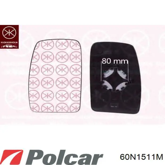Скло дзеркала заднього виду, лівого Polcar 60N1511M