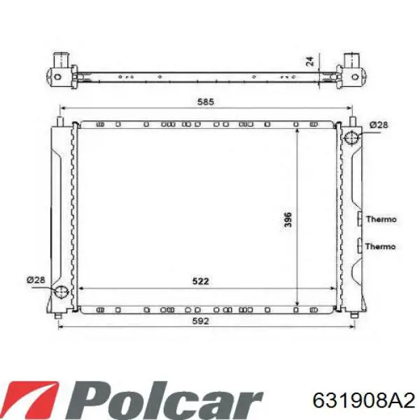 Радіатор основний Polcar 631908A2 ціна, від 37.28 USD