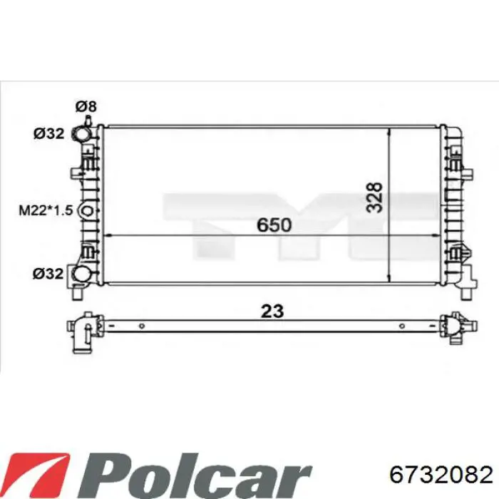 Радіатор основний Polcar 6732082 ціна, від 49.56 USD