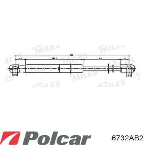 6732AB2 Polcar Амортизатор кришки багажника / двері 3/5-ї задньої