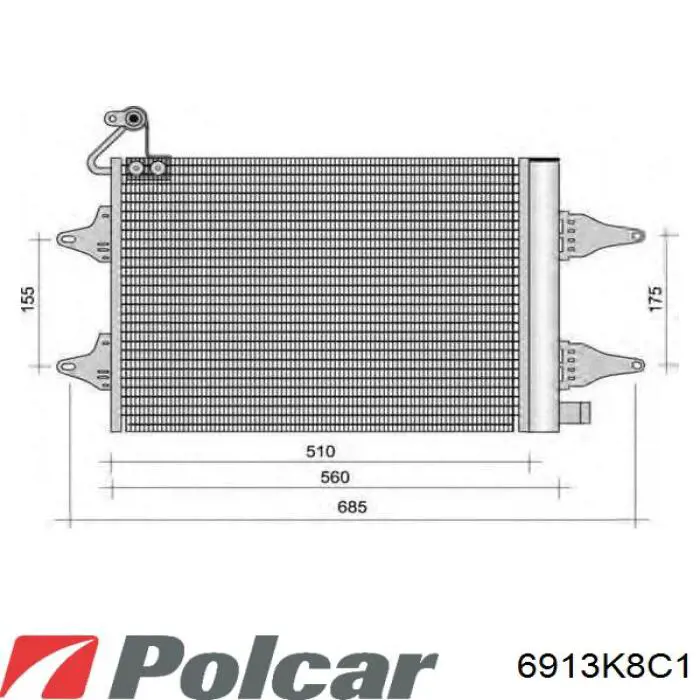 Конденсатор кондиціонера Polcar 6913K8C1 ціна, від 61.41 USD
